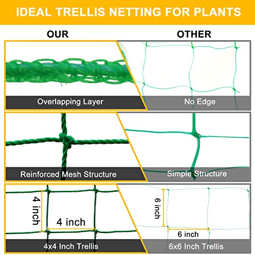 Garden Trellis Netting for Climbing Plants Outdoor, 6.6x26.2 FT Plant Netting for Cucumber, Tomato, 27 Strands Trellis Net with 4x4 Inch Mesh as Vegetable Netting for Grape, Bean - size: 6.6x26.2 FT