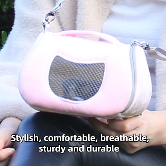 Small Pet Carrier Bag with Adjustable Shoulder Strap Hamster Travel Cage Breathable Carrier Portable Travel Carrier for Birds Sugar Glider Golden Hamsters (Grey) - color: Grey