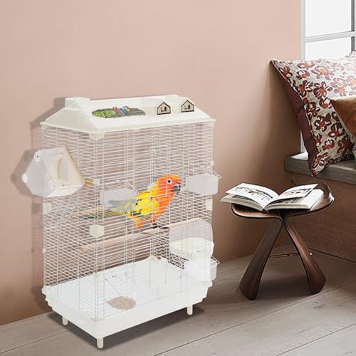 Bird Cage, 2-Tier Freestanding Flight Cage for Small Birds