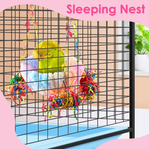 KATUMO Budgies Nest, Conure Snuggle Bed Bird Swing Bed Parrotlet Breeding Nest Finches Nest for Small Animals, Size Small - color: Pink, size: 5.5"L x 5.5"W x 3.0"Th