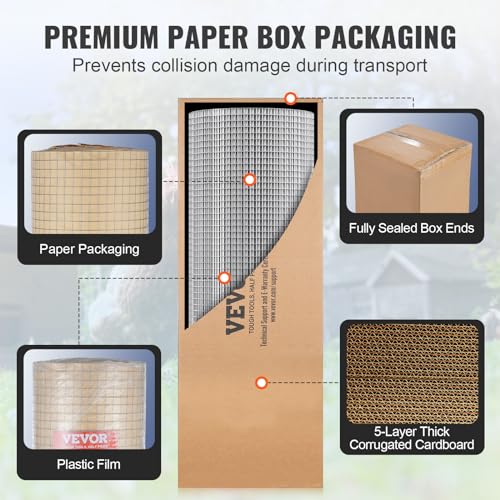 VEVOR Hardware Cloth, 1/2 inch 24in x 100 ft 19 Gauge, Hot Dipped Galvanized Wire Mesh Roll, Chicken Wire Fencing, Wire Mesh for Rabbit Cages, Garden, Small Rodents - size: 24'' x 100'