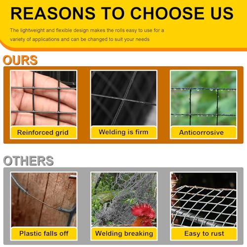 Black Hardware Cloth 1inx48inx100ft, Chicken Wire Fencing, 17 Gauge, Vinyl PVC Coated Mesh, Welded Wire mesh, Perfect for Gopher Wire, Rodent Mesh, Tree Guard, Chicken Coop - size: 1inx48inx100ft