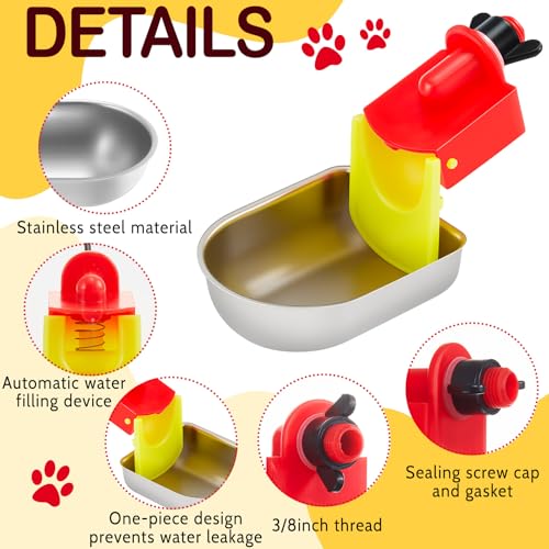 8 Pack Heavy Duty Auto Fill Metal Chicken Waterer Cups, Stainless Steel Freeze Leak Proof Poultry Rabbit Watering System Fits 5 Gallon Bucket and 3/8'' Hole Saw(Oval Style) - style: Oval Style
