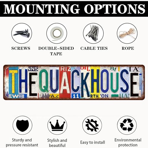 Duck Gifts The Quack House Vintage Metal Sign for Ducks Shack Decor
