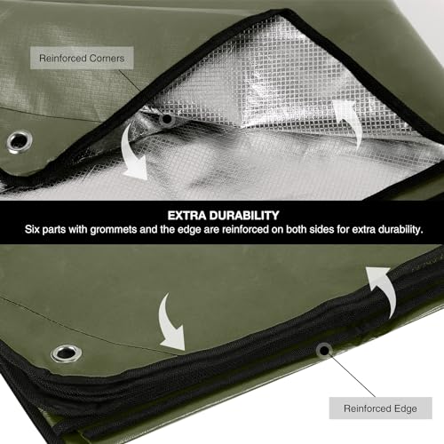 6 Pack Heavy Duty Waterproof Emergency Thermal Tarp, Insulated Survival Blanket for Outdoor Camping, Hiking, and Emergency Shelter, Green - color: Green 83''x59'',6 Packs
