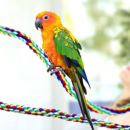 Weewooday 2 Pcs Bird Rope Perches Climbing Rope Bird Cage Accessories for Parrots, Parakeets, Cockatiels, Conures - size: 21.6 Inch, 31.5 Inch