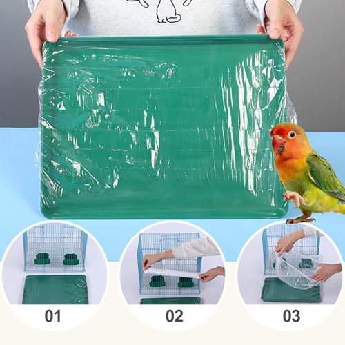 Disposable Bird Cage Liner Bags, 17X12.6 Inches, 0.6 Mil, 50 Pack | Plastic Leak-Proof, Includes Cage Cleaning Brush, For Parrots, Rabbits, Guinea Pigs - size: 17x12.6 inches