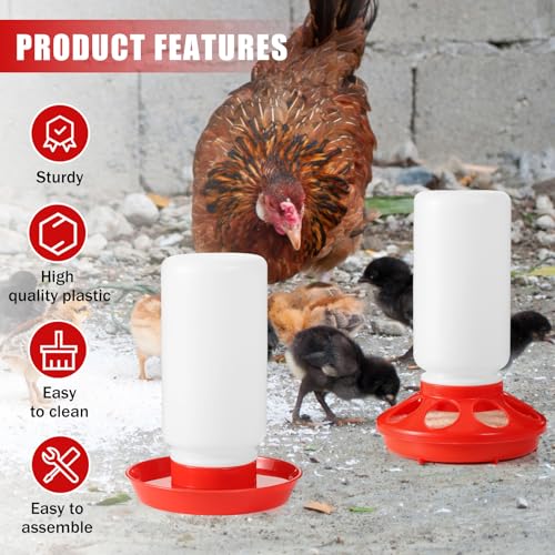 7PCS Chick Feeder and Waterer Kit with Wooden Perch,Baby Poultry Starter Set with Chick Perch for Small Poultry Chicks Ducks Quail Pigeons Birds(Red Chick Feeder Waterer Kit) - color: 7PCS Chick Feeder and Waterer Kit with Chick Perch