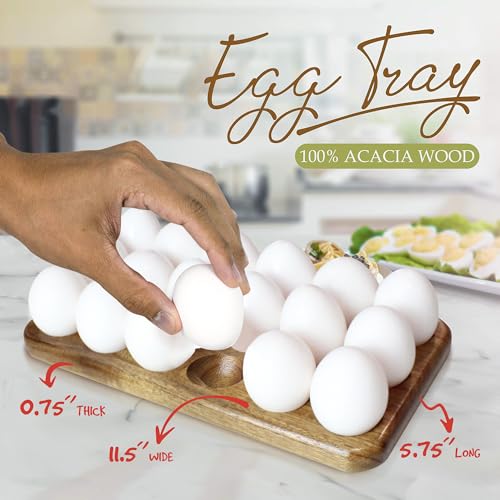 Gui's Chicken Coop Rustic Wooden Egg Tray, 18 Eggs | Holder, Usable in Kitchen Refrigerator or Countertop, for Display or Storage, Easy to Clean - size: 18 Eggs