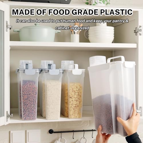 Dog Cat Food Storage Container with Cup (White, 5+10L) | Pet Food Pourable Container Airtight with Large Spout, BPA-Free Plastic Food Dispenser for Pet Food, Bird Seed, Rice, Flour - color: White, size: 5+10L