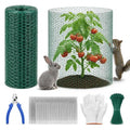 Plant Protectors from Animals, 0.85mm Free-Cut Green Chicken Wire Mesh, PVC Coated Tree Trunk Guard & Garden Fence for Outdoor Plants with Zip Ties, Stakes, Pliers, Gloves (16.4Ft*16In(16x 197 Inch)) - size: 16.4Ft*16In(16x 197 Inch)