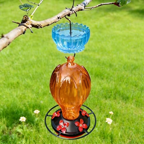 9oz Plastic Ant Moat for Hummingbird Feeder, Blue Daisy Insect Guard | Stainless Hooks, Floral Buffer, Transparent Nectar Protector, Water Barrier Blocking Bugs, 9 Ounce/270ml Capacity - color: Blue, size: 1PC/Pack