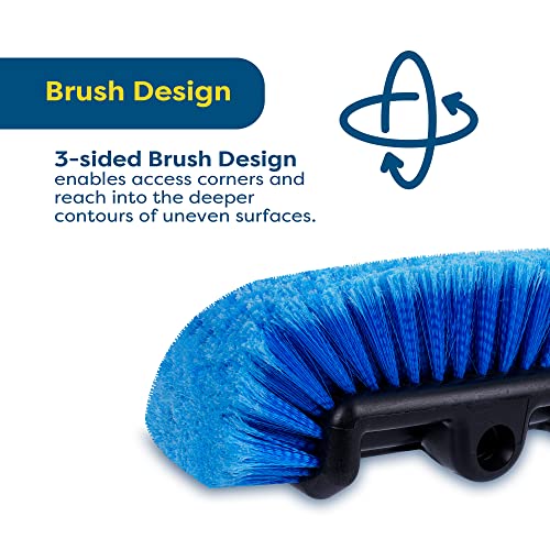 SCRUBIT 12" Car Wash Brush with Soft Bristles for Car Truck Boat Deck & House Cleaning, Exterior Washing Brush Connects with Pole & Hose, Storage Bag Included (Blue)