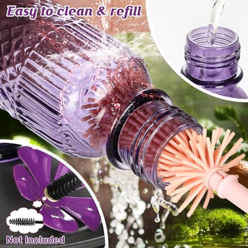 Glass Hummingbird Feeder for Outdoors Hanging, 16 oz Leak-Proof Nectar Feeder with Bee Guards & Ant Moat, 4 Metal Flower Feeding Ports, 360° Perch Ring, Easy Refill & Clean, Purple - color: Purple