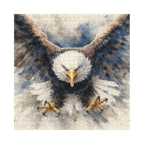 Impossible Bald Eagle Puzzles for Adults 1000 Pieces, Bird Ink Art Jigsaw Puzzles, Watercolor Animal Wildlife Puzzles - color: Pt-1315