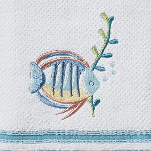 SKL Home Ocean Watercolor Bath Towel, White - color: Ocean Watercolor, style: Bath Towel