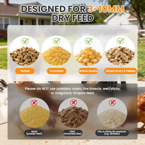 12L Automatic Chicken Feeder with Timer, Solar & AC Powered | Build in 6 Programmable Feeding Times, with Adjustable Feeding Distance for Chickens Poultry Sealed & Proof Design