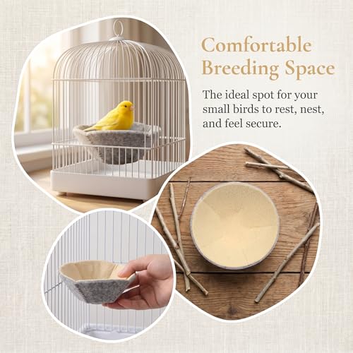 2 Pack 4.1 Inch Wool Felt Bird Nesting Pads for Canary Finch Parakeet | Soft Wool Felt Bird Nesting Material Provides A Warm And Breathable Breeding Environment For Canary, Finch And Parakeet.