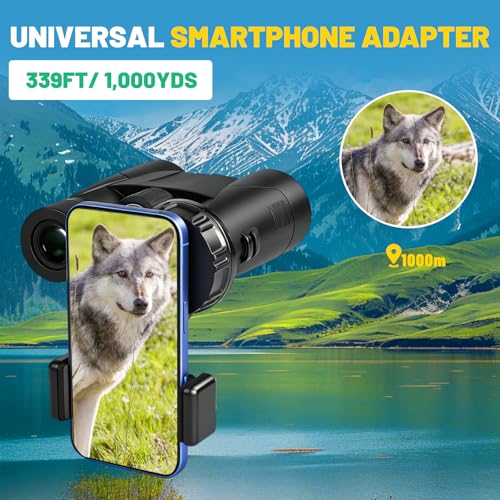 8x32 Binoculars for Adults High Powered with Phone Adapter | Large View Binoculars with Clear Low Light Vision BAK4 Prism FMC Lens Compact Binocular for Bird Watching Cruise Travel
