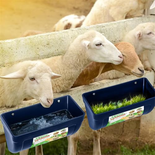 Chicken Feeder Waterer, Hanging Fence Feeders, Poultry Feed Trough Bucket with Clips for Goat Duck Sheeple Piglets Horse 2 Pack (Blue)
