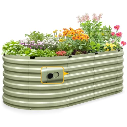 King Bird Raised Garden Bed Quick-Setup 74x36x23 in | Galvanized Planter Box Outdoor for Gardening, Vegetables, Flowers, Olive Green - color: Olive Green, size: 74X36X24 in