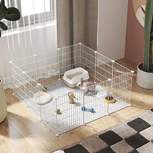 C&AHOME Pet Playpen, Small Animals Supplies, 12 Panels, 12" × 15", White | Exercise Playpens Cage, C Grids Portable Yard Fence Indoor, Guinea Pigs, Puppy Pet Products, DIY Metal - color: White, style: 12 Panels