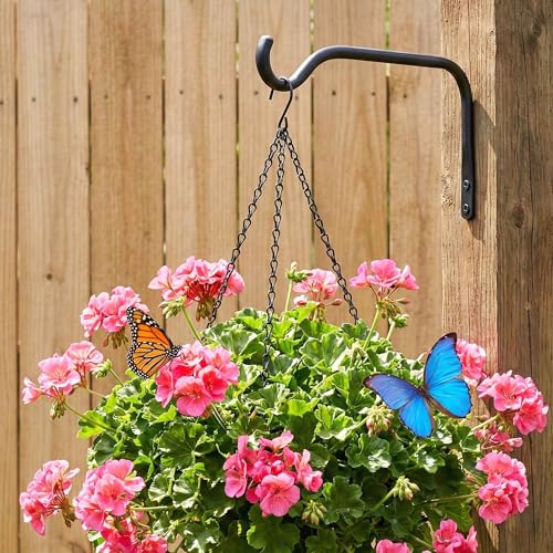Lifyzoon 6" Outdoor Plant Hangers Brackets, 2-Pack Metal Wall Hanger | Hold 15lbs, Rust-Proof Iron Plant Brackets, Easy Installation, for Hanging Baskets, Bird Feeders, Wind Chimes, Lanterns - size: 6Inch-2Pack