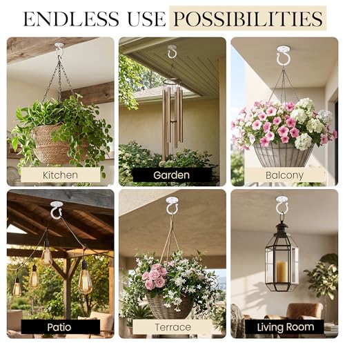 Plant Hangers Outdoor or Indoor Heavy Duty Wall Bracket Hooks | Wrought Iron Metal Hanger Indoor Hook for Hanging Plants Baskets Lanterns Bird Feeders - 2 Pack (White Ceiling Hooks 3.1") - size: 3.1 Inch, style: Ceiling Hooks - W