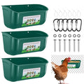 Chicken Feeder Waterer, 3 Pack Duck Feeder Supplies, Hanging Fence Feed Trough with Clips for Goat, Sheeple, Piglet, Gooses, Turkeys, Dog Livestock Poultry,Green - color: 3 pack Green