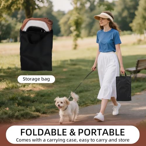 Foldable Portable Pet Playpen with Bowls,Indoor Outdoor Pet Enclosure Brown | Foldable lightweight pet tent with feeding bowls; indoor outdoor & travel camping use, fits dogs, cats, rabbits, chickens - color: brown