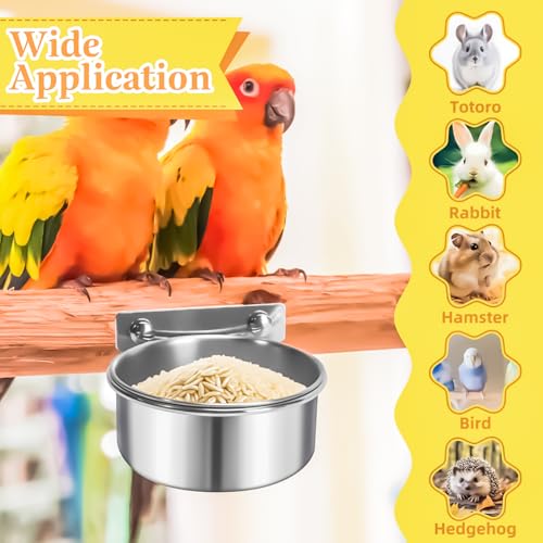 3 Pack Bird Feeding Bowls Cups Parrot Food Water Dishes, Stainless Steel Bird Bowl Cup Dish with Clamp, Birdcage Feeder Pet Cage Bowls for Parrot Cockatiel Budgie Conure Parakeet Small Animal - size: 3 Pack