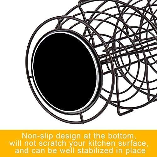 Toplife Spiral Design Metal Egg Skelter Dispenser Rack, Storage Display Rack, Brown - color: Brown