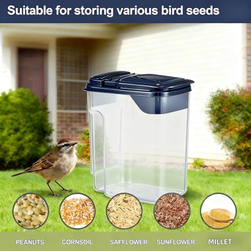 3L/3.2Qt Bird Seed Storage Container,Pet Food Storage Containers with Pour Spout,Cereal Dispenser,Holds up to 3~3.5Lbs-Easy Grip and Fill Bird Feeders-Ideal for Storing Sunflower Seed
