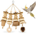 Parakeet Foraging Toy with Loofah & Pine Cone, Bird Chew Toy | For Budgies, Cockatiels, Conures and Quaker Parrots | Multiple Textures for Pecking, Shredding and Active Cage Play