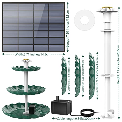 AISITIN 3.5W Solar Fountain with 3 Tiered Bird Bath, DIY Solar Water Pump | 2026 Detachable Solar Powered Fountain Pump for Bird Bath, Garden, Fish Tank and Outdoor Bird Feeder