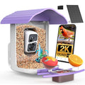birdsnap® PAV Bird Feeder with Camera Solar Powered 2K Live Video 64GB Card | AI Bird Species Identification, Instant Arrival Alerts, IP65 Waterproof, Wild Bird Feeders for Outdoors, Gift for Bird Lovers - color: Purple