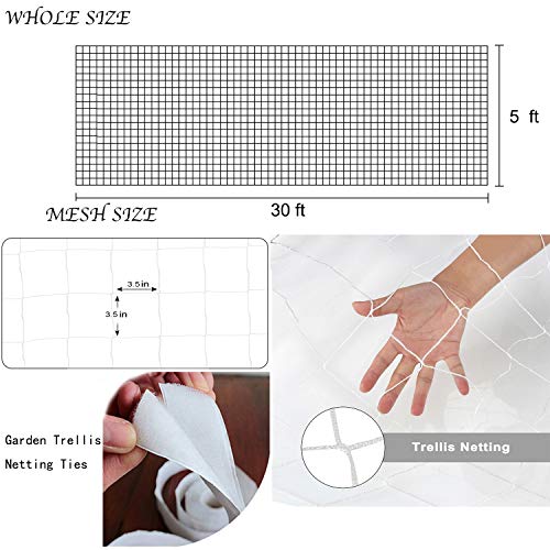 3.5in Mesh Trellis Netting, 5x30ft, 1 Pack | Polyester mesh netting for vine crops & plants; Suitable for garden garden applications - size: 3.5" Mesh (5'X30')