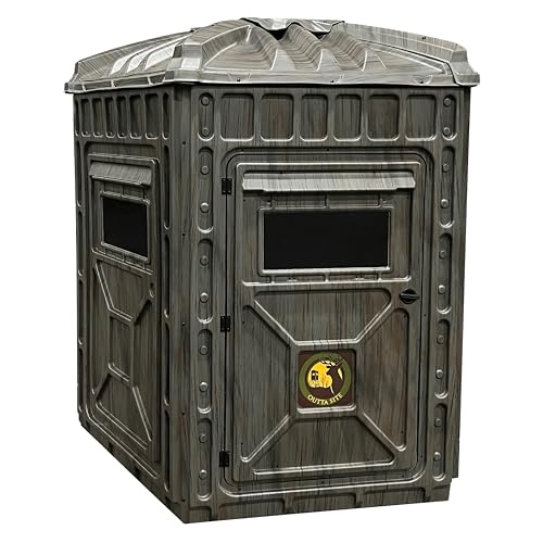 Outta Site Hunting Blind – 4 & 5 Sided High Density Plastic Hunting Blind – 1-2 & 2-3 Person Hard-Sided Ground Blind for Deer, Turkey Hunting – 360 Views – Arctic Snow Camo, Habitat Olive, Thicket Oak - color: Thicket Oak, size: 5 Sided