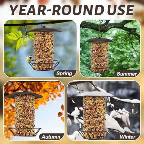 Cylinder Suet Cake Bird Feeder S-6-2 Seed Cake Bird Feeder Antique Copper Metal Feeders for Outdoor Garden Hanging Yard Decoration Wild Birdfeeding