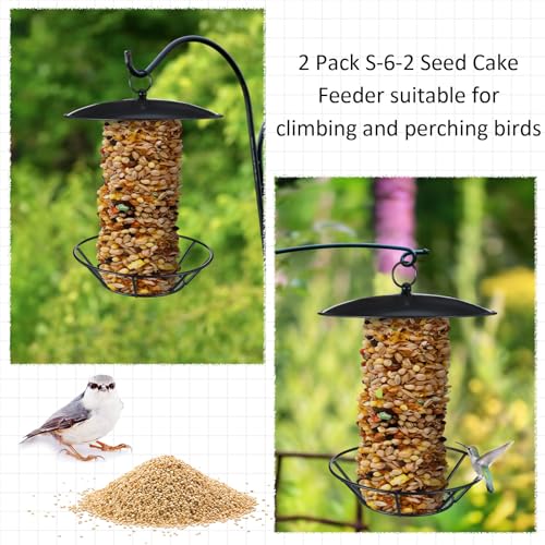 2 Pcs Cylinder Bird Feeder Outdoor Seed Cake Feeder Metal Suet Cake Holder Backyard Wild Birdfeeding Bird Feeders for Outdoors Garden(Black) - color: Black