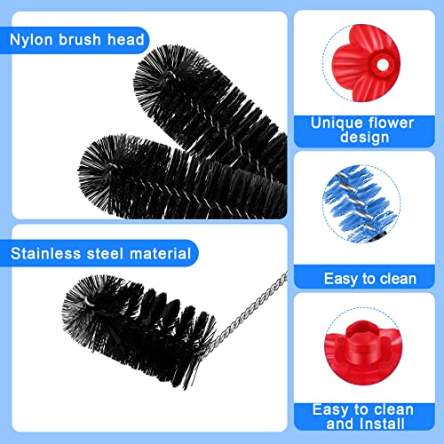 38 Pcs 3 Size Hummingbird Feeder Cleaning Brush Mini Nylon Tube Brush with 16 Flowers Bird Replacement Parts Double Headed Brushes for Bottle Feeding Hole Replacement(Black)