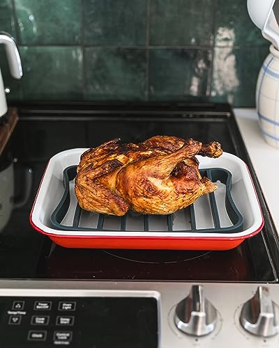 Silicone Roasting Rack Pan Extra Large, Dishwasher Safe, BPA Free, Non-Toxic, 7 in by 10.75 in, Navy, 2 Pack