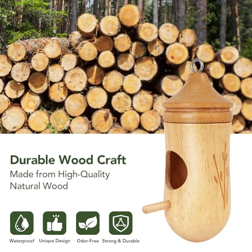 Hummingbird House, Small Hummingbird Houses for Outside | Wooden Bird House with Bow, String, Cute Gardening Gifts Home Decoration - color: Style-1, size: 3 Pack