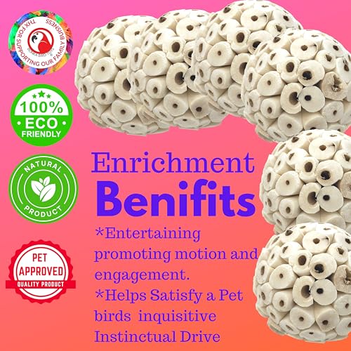 Bonka Bird Toys 2117 Pk6 Sola Atta Balls Foot Talon Craft Part Parrot Bird Toys Conure Parakeet Cockatiel - color: Pk-6 Sola Atta Balls