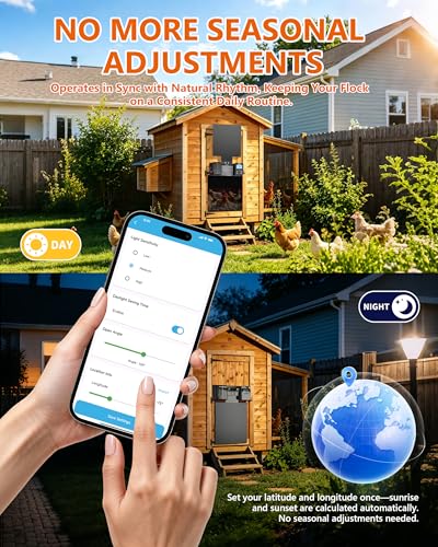 Ortis Solar Powered WiFi Automatic Chicken Coop Door - Patented Anti-Pinch Frameless Design Eliminates Jamming, Remote App & Astronomical Control, IP65 Rated for Rain & Snow