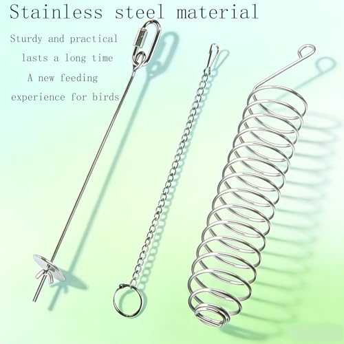 3-Piece Stainless Steel Bird Food Holder, Metal Parrot Foraging Toy, Hanging Fruit Vegetable Feeder Parakeet
