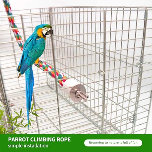 30‘’× 0.78’‘ Bird Rope Perch, Bird cage Accessories | Rope perches for Conures,Parrots,Cockatiel,Lovebird,Budgerigar,Parakeet perches Birds Standing