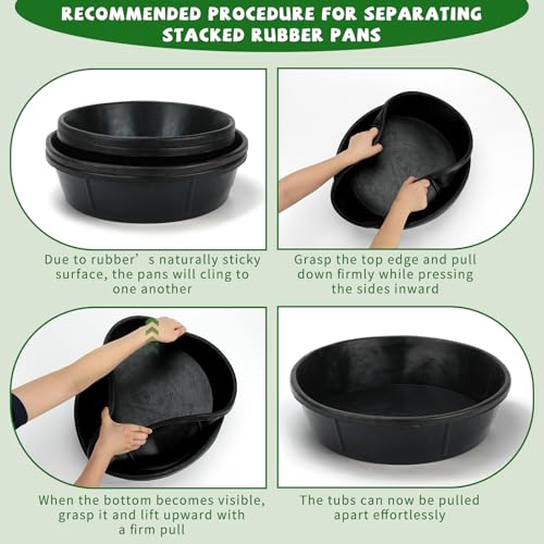 4 Pack Rubber Feed Pan, Rubber Water Trough, 3 and 2 Gallon Bucket | Utility Feed Bucket, Chicken Dust Bath, Livestock Water Bowl for Pig Goat Chicken Dogs Farm Small Animal - color: Black-8Quart+10Quart, size: 4PCS