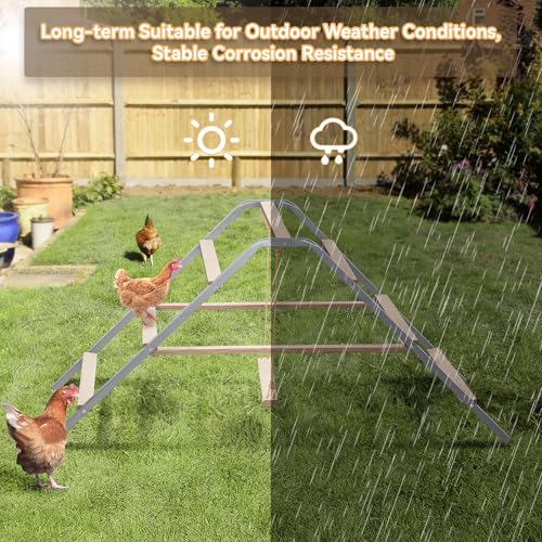 PETSFIT Chicken Perch, Solid Wood & Rustproof Iron Roosting Bar with Swing | Fits 10-12 Chickens, Promotes Natural Exercise, Easy to Assemble and Clean, Backyard Coops and Farms, All-Weather Outdoor Use - size: 62"Lx24"Wx28"H