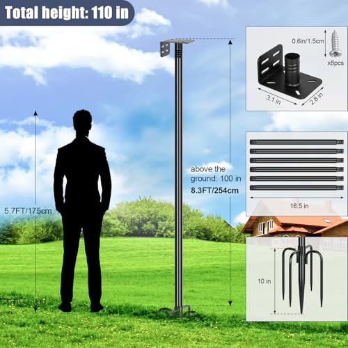 Gtongoko Smart Bird Feeder Pole 1-Inch Dia 110 Inch Bluebird House Pole for Outdoors Weather Station Heavy Duty Metal Mounting Kit Adjustable Bird Feeder Stand Black - color: 110 Inch
